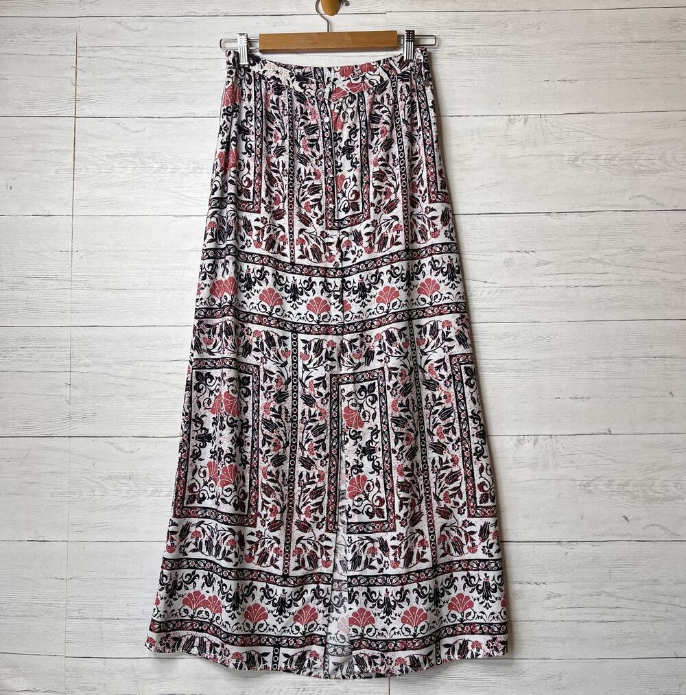 Roxy Skirt Womens Size Small Lost in My Mind Floral Navy & Red Maxi Front Slit